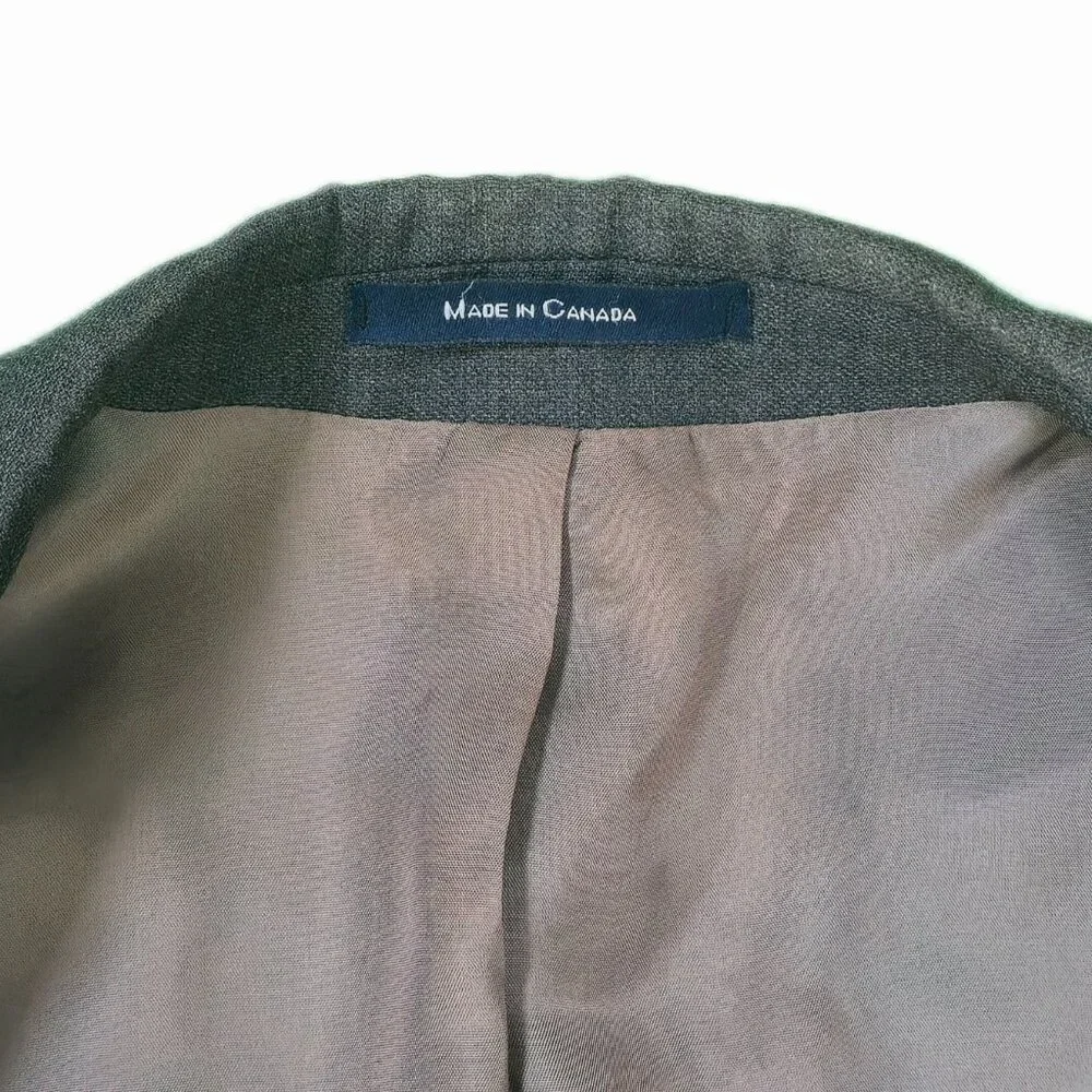 Ralph Lauren Men's Blazer Heather Gray Wool Made In Canada‎ Size 41R